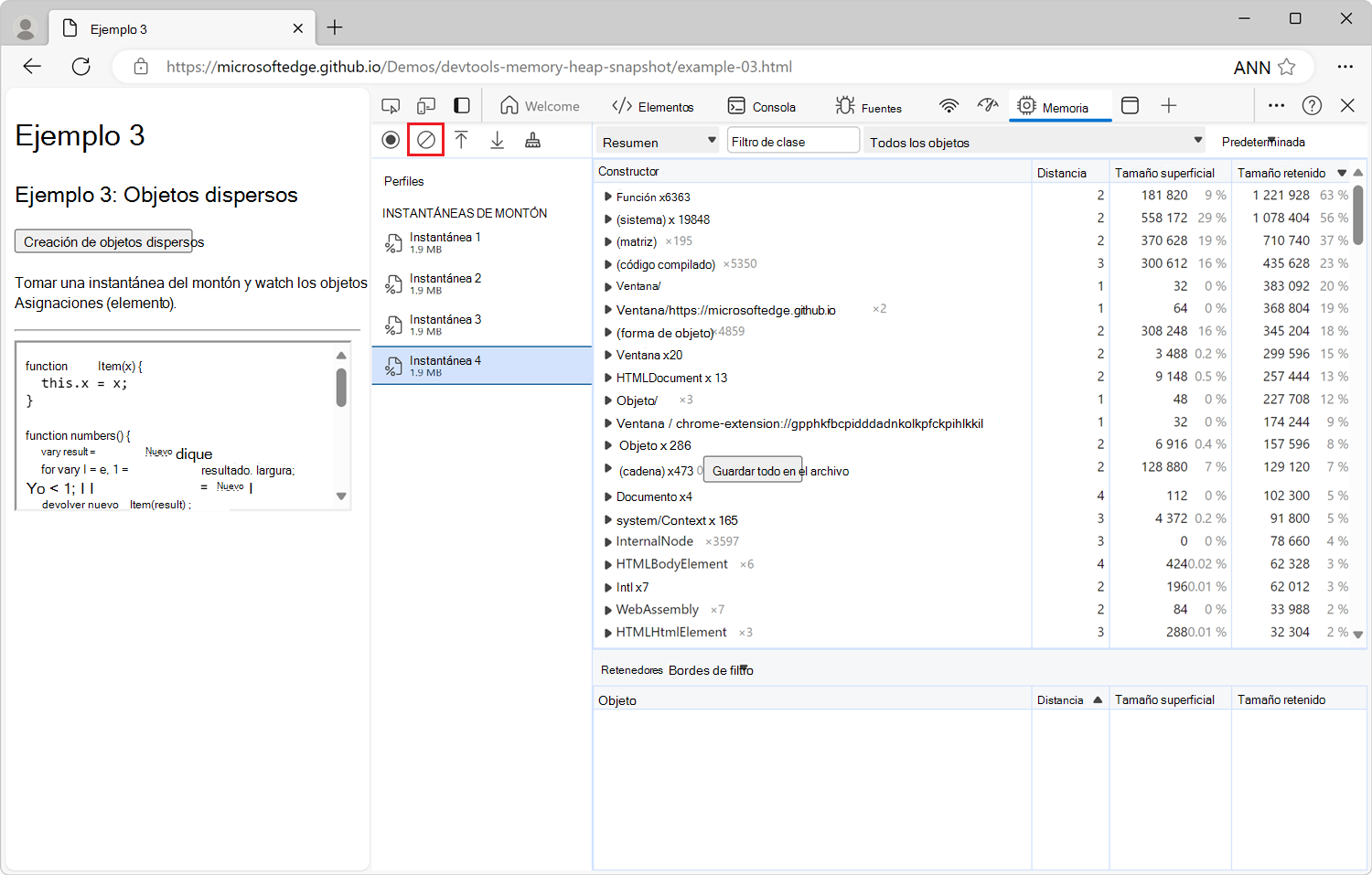 Eliminación de instantáneas