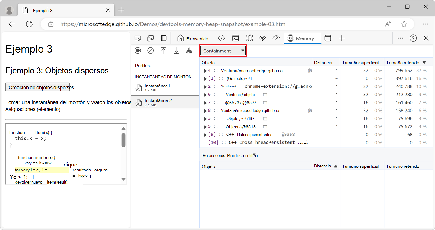 Vista de contención