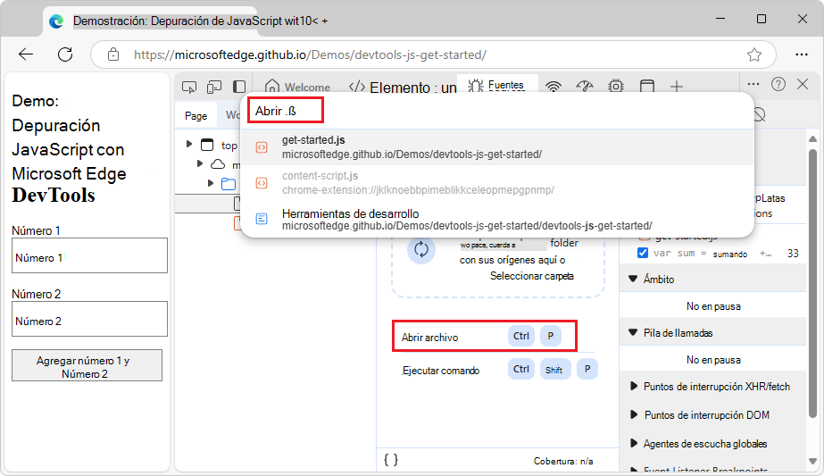Abrir un archivo mediante el menú Comando