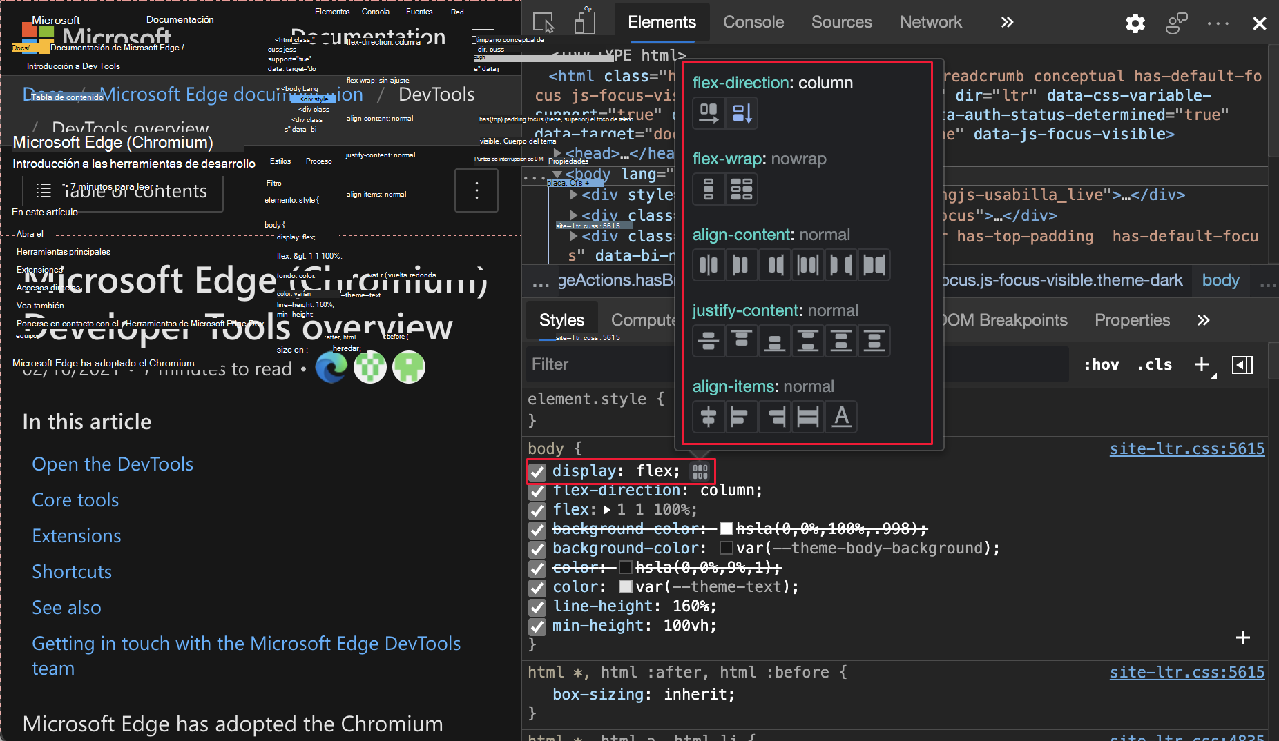 Herramientas de depuración de FLEXBOX DE CSS