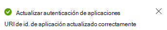 Captura de pantalla que muestra el mensaje uri del identificador de aplicación.