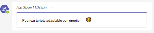 Captura de pantalla que muestra un emoji de tarjeta adaptable.