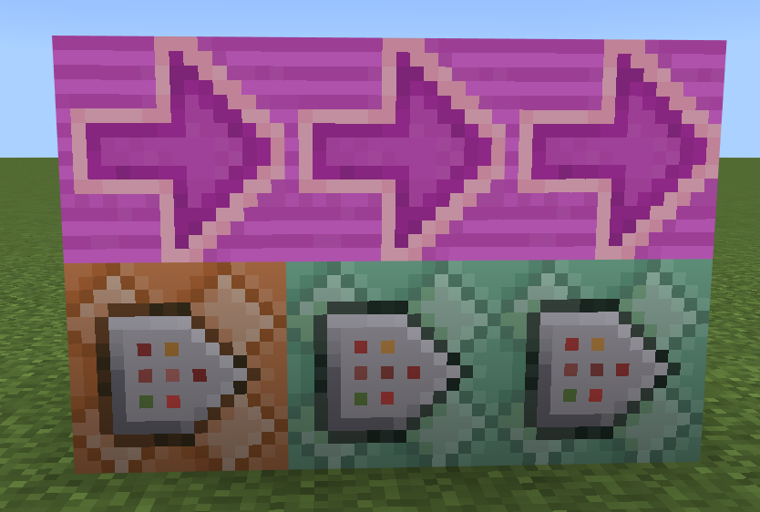 Imagen que muestra las flechas de CommandBlock apuntando a la derecha de la imagen