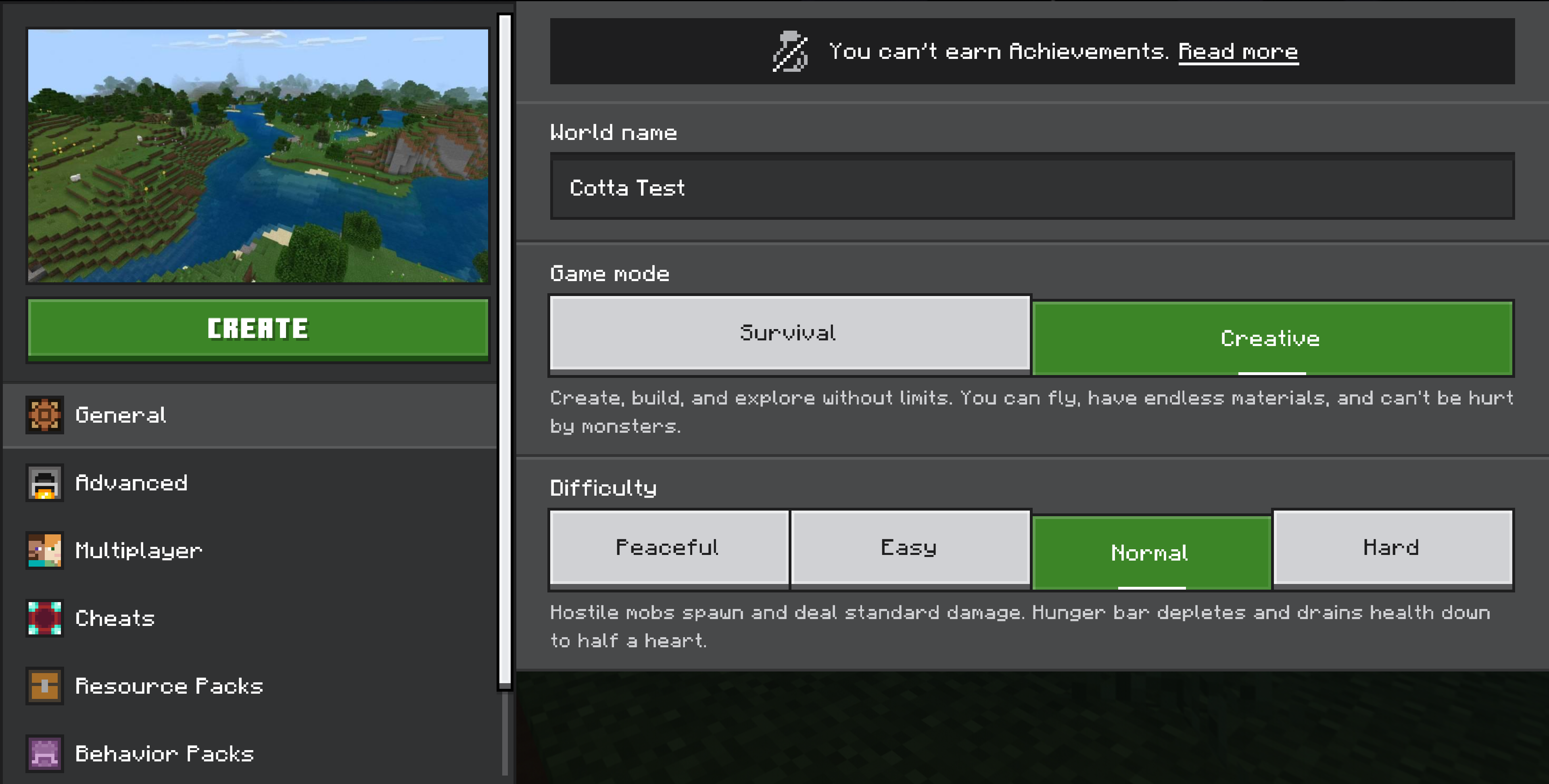 Create a new world