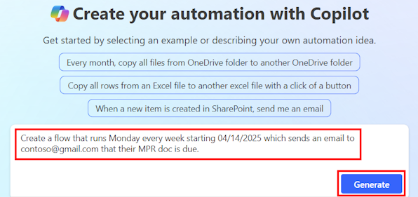 Programatutako fluxu bat sortzeko eskaera baten pantaila-argazkia.