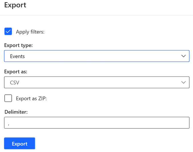 Esportazio pantailaren pantaila-argazkia.