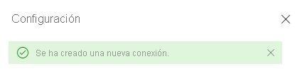 Captura de pantalla de cuando la creación en la conexión se ha realizado correctamente.