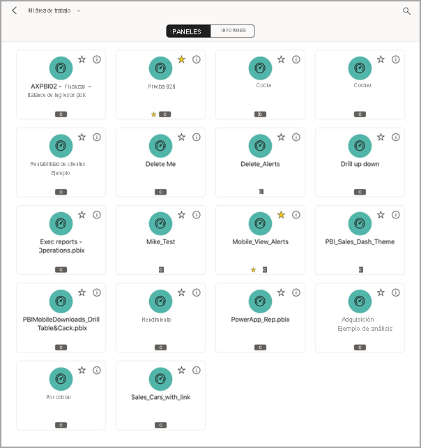 Screenshot shows an iPad screen with My Workspace with DASHBOARDS selected.