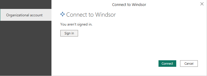 Captura de pantalla del cuadro de diálogo de autenticación donde inicia sesión en Windsor.