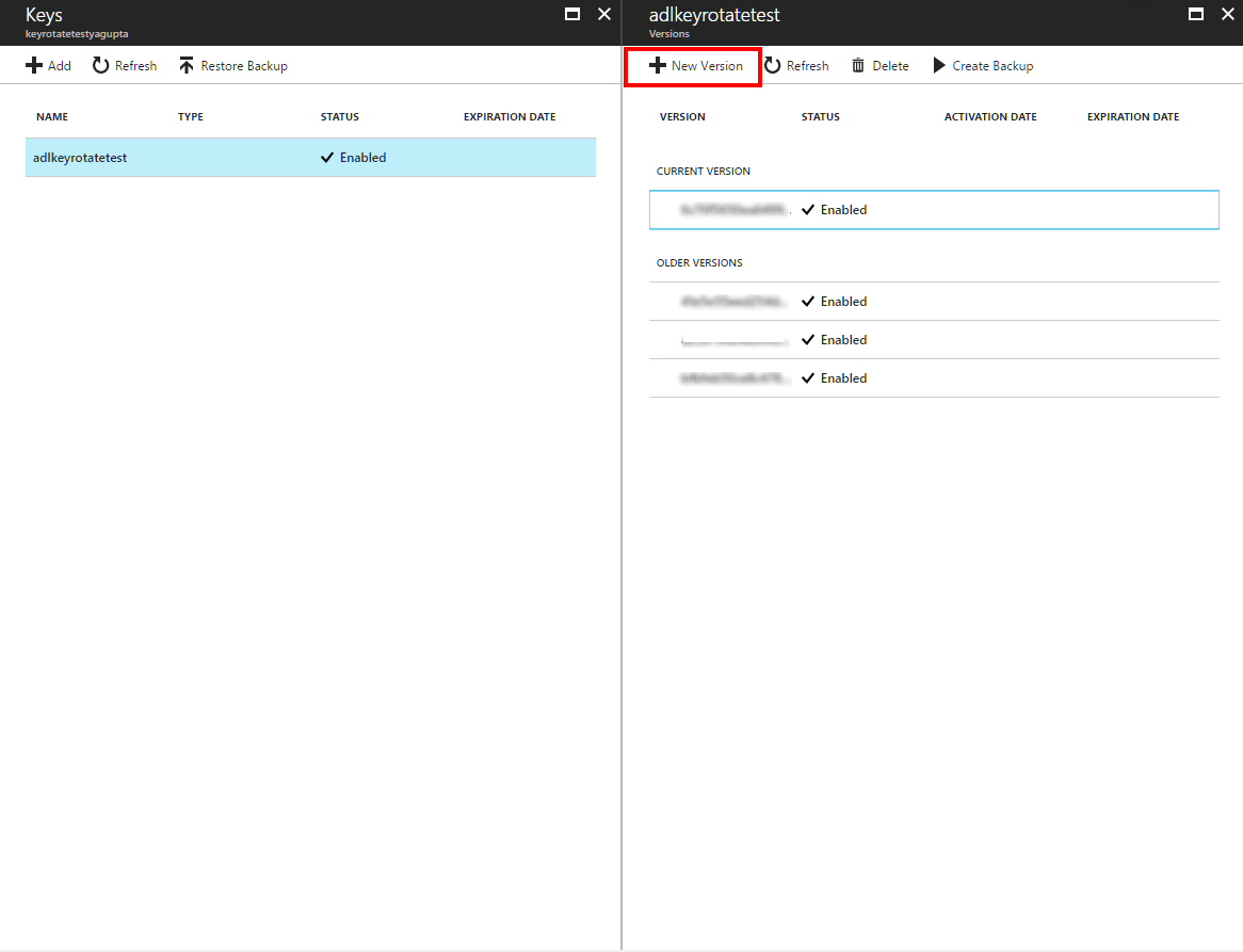 captura de pantalla de la ventana Claves, con la nueva versión resaltada