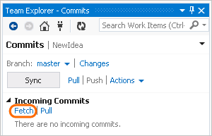 Choose Fetch to see any changes that your team has made