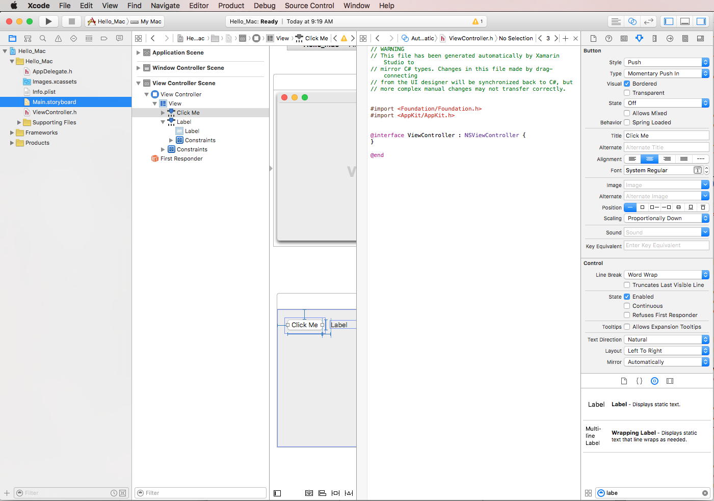 Visualización del archivo ViewController.h