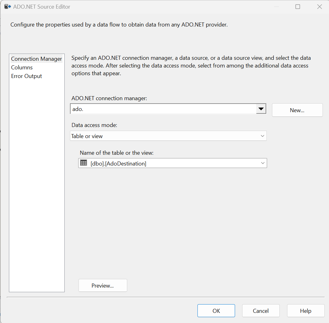 Screenshot of ado.net source.