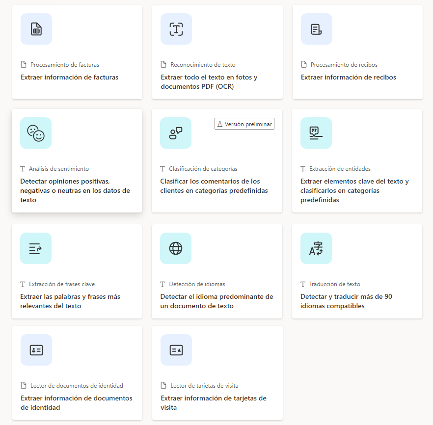 Modelos precompilados de AI Builder.