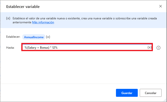 Captura de pantalla de una expresión compleja con paréntesis