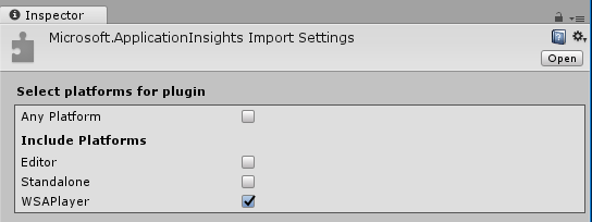 Captura de pantalla del panel Inspector en la que se muestra W S A Player activado.