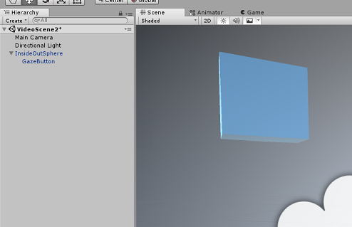 Captura de pantalla de la pestaña de la escena del editor del proyecto.