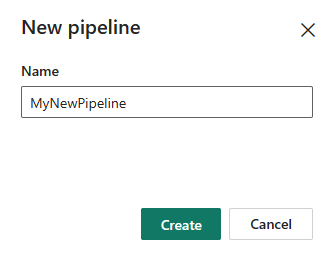 Screenshot showing the name of creating a new pipeline.