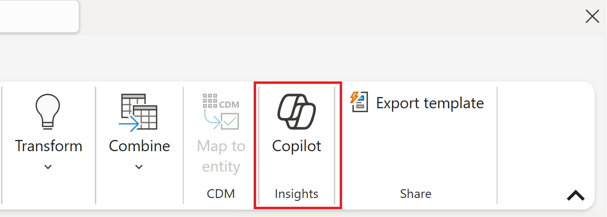 Screenshot showing Copilot icon on the Home tab.