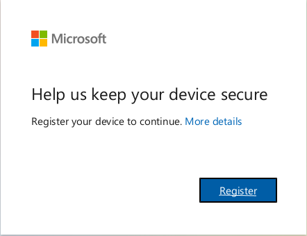 Screenshot of how to register device with Intune.
