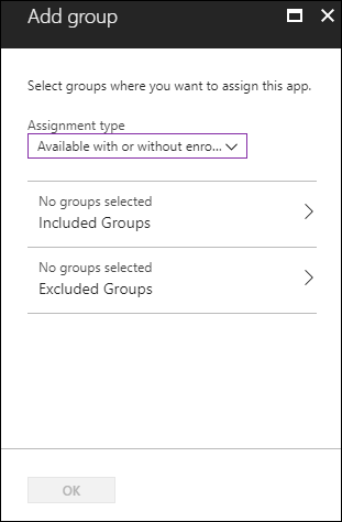 Intune app assignments - Add group