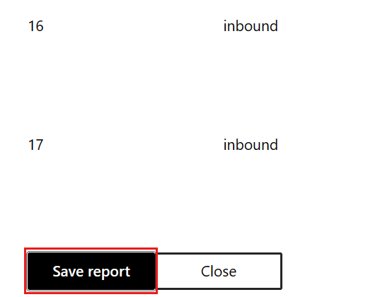 Screenshot showing the 'Save report' button for the screen diagnostics.