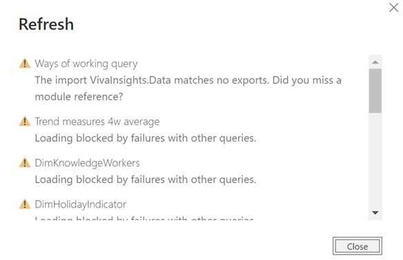 Screenshot that shows the '...matches no export' error.