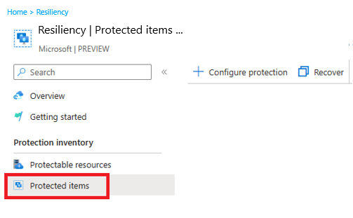 Screenshot shows the selection of protected items.