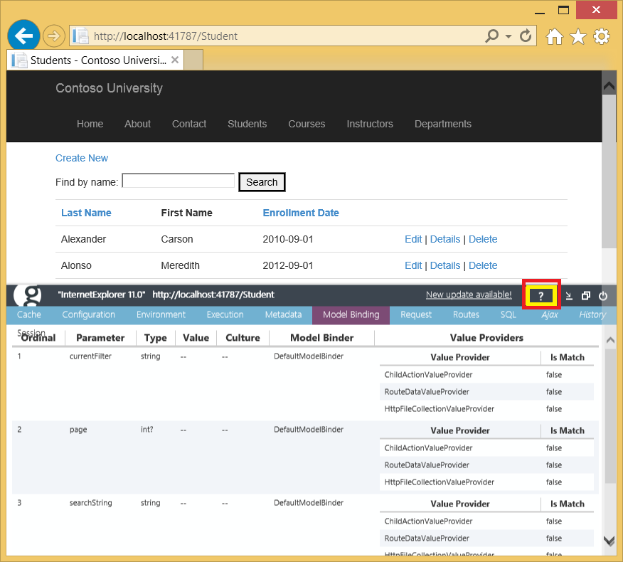 glimpse model binding view