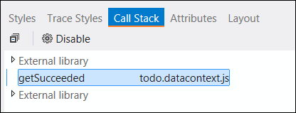 Screenshot of the Call Stack tab to easily see the calls to your application script.