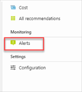 Screenshot that shows Alerts in Advisor.