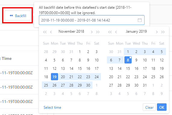 Backfill data feed