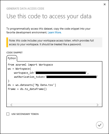 Generate data access code button
