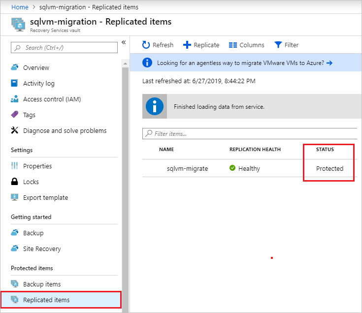 Verify replication status