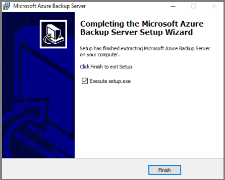 Setup extracts Microsoft Azure Backup Server files