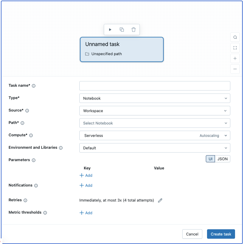Create first task dialog