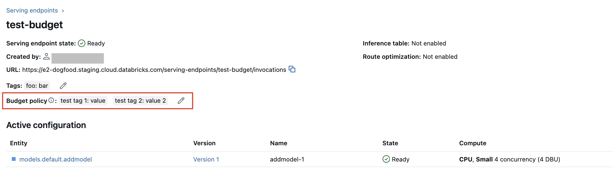 Edit serverless usage policy on an existing model serving endpoint using the Serving UI.