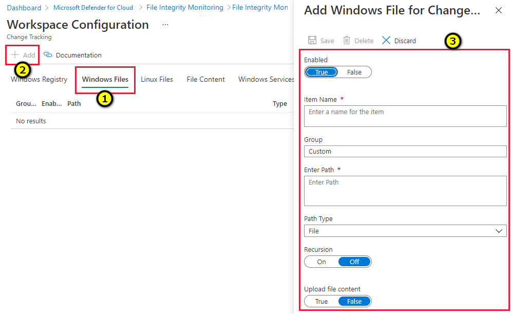 Screenshot of enable FIM on a file.