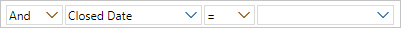 Screenshot that shows the Query Editor clause for finding items whose Closed Date is empty or null.