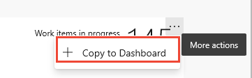 Screenshot that shows an Analytics in-context report with the Copy to dashboard action.