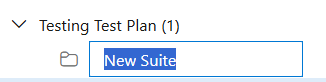 Screenshot shows box for entering the new static test suite name.