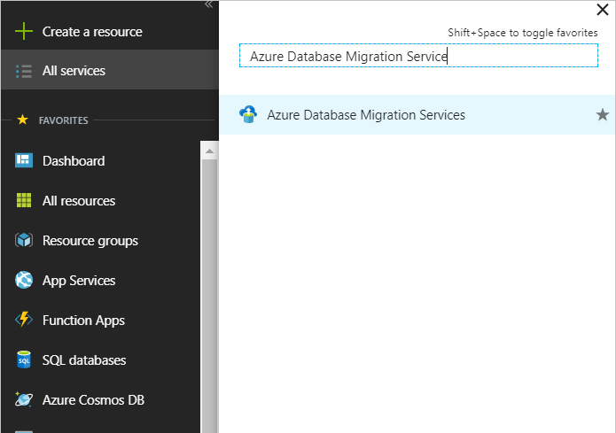 Locate all instances of Azure Database Migration Service