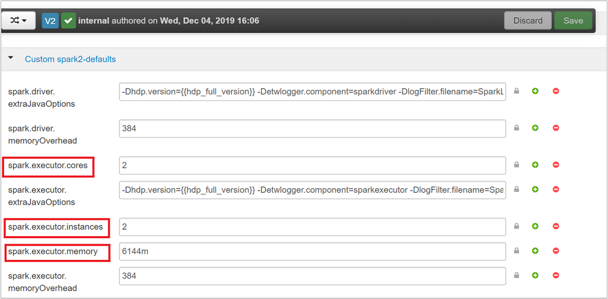 Set parameters using Ambari.