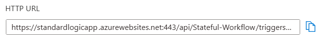 Screenshot shows the Request trigger's generated endpoint URL for receiving requests in a Standard workflow.