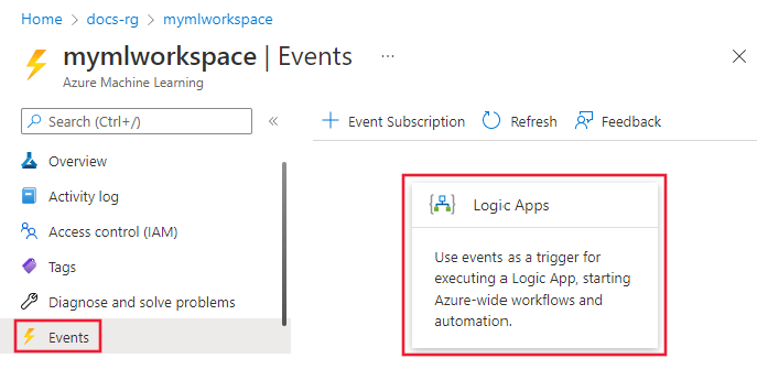 Screenshot showing the Logic Apps selection.