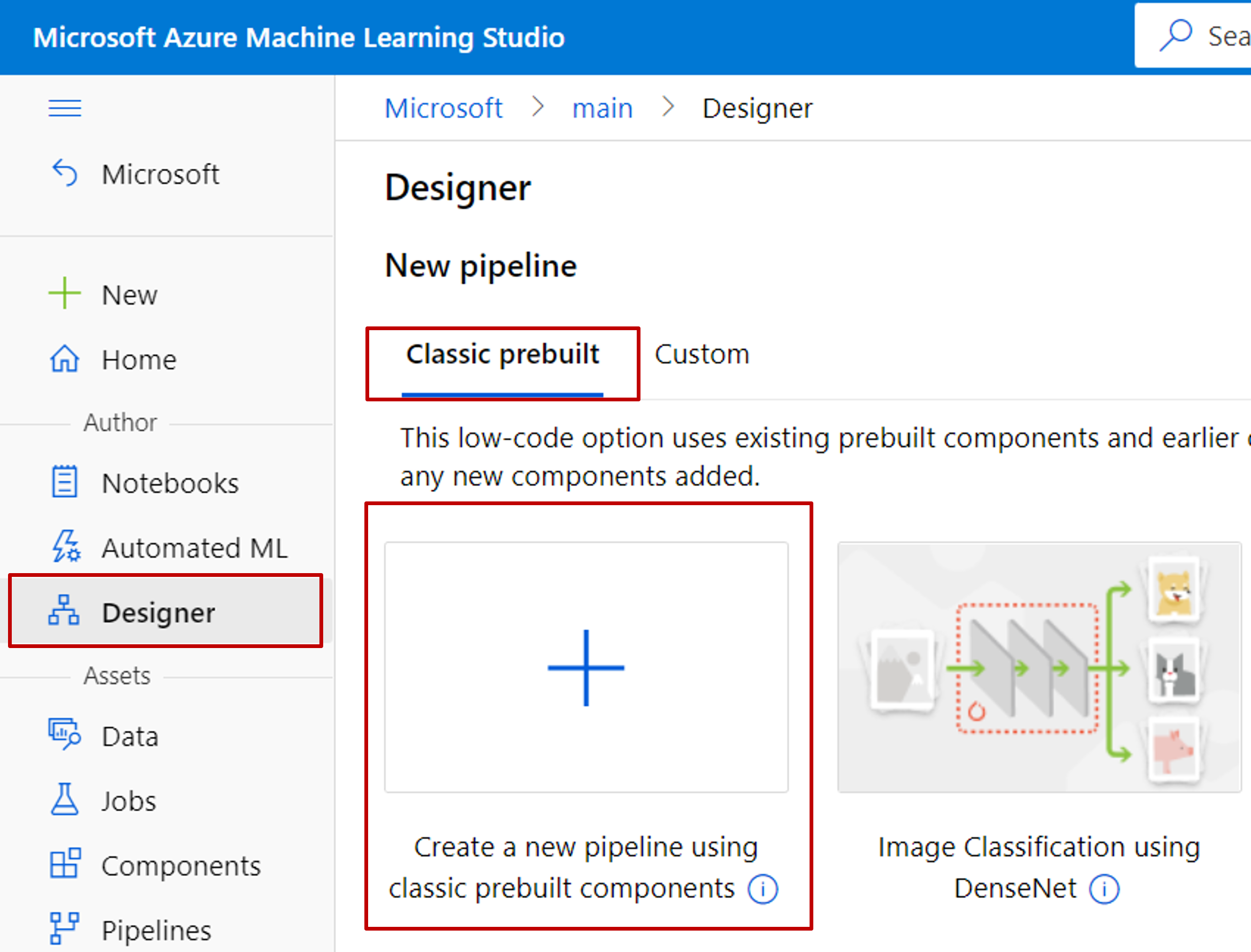 Screenshot showing how to create a new pipeline draft.