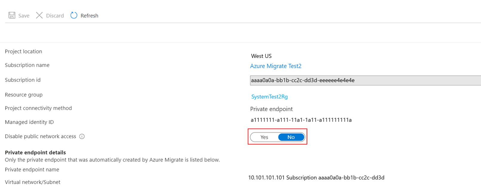 Screenshot that shows how to change the network access mode.