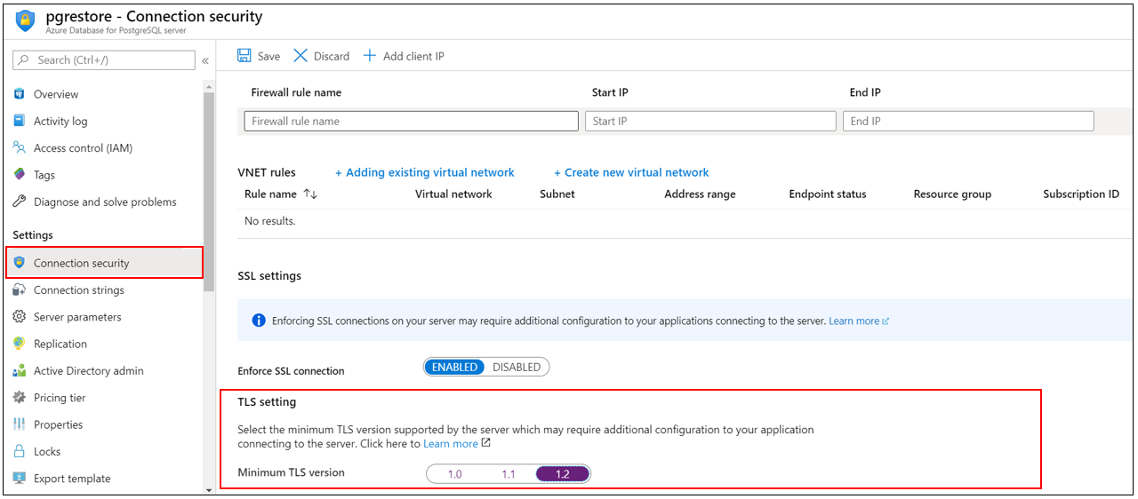 Azure Database for PostgreSQL Single - server TLS configuration