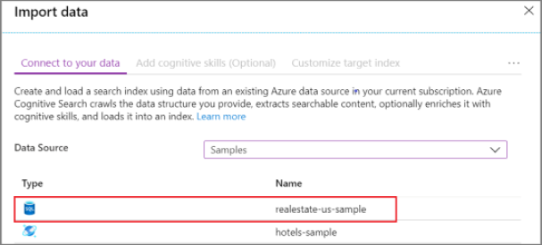 data source page for sample data