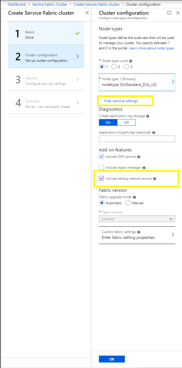 Enable Backup Restore Service With Portal